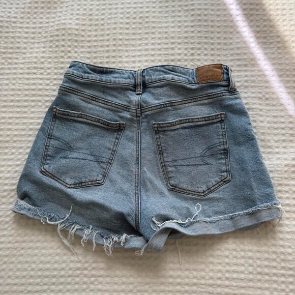 High Waisted Distressed Light Wash Denim Shorts - Picture 1 of 8